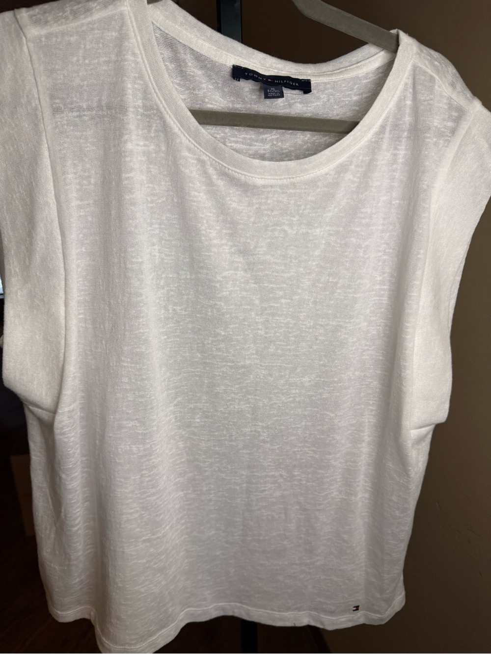 Tommy Hilfiger White Sleeveless Crewneck Top